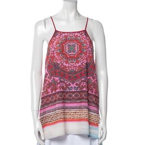 Clover Canyon Light Weight Paisley Print Tank Top Adjustable Straps Hippie, Boho